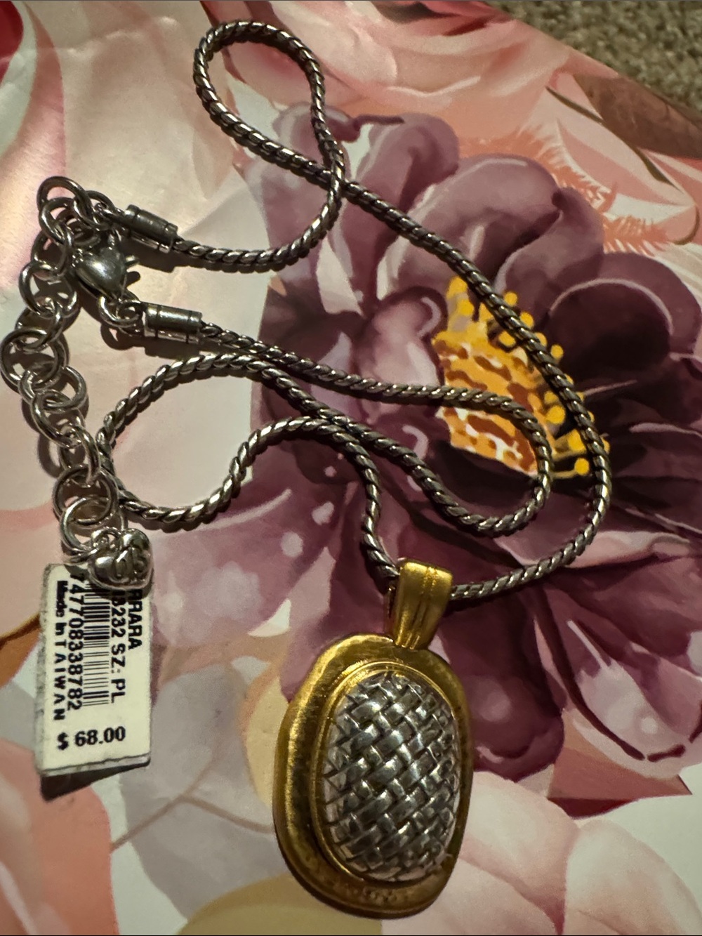 Brighton Artisan Woven Pendant Necklace in Gold & Silver Two-Tone